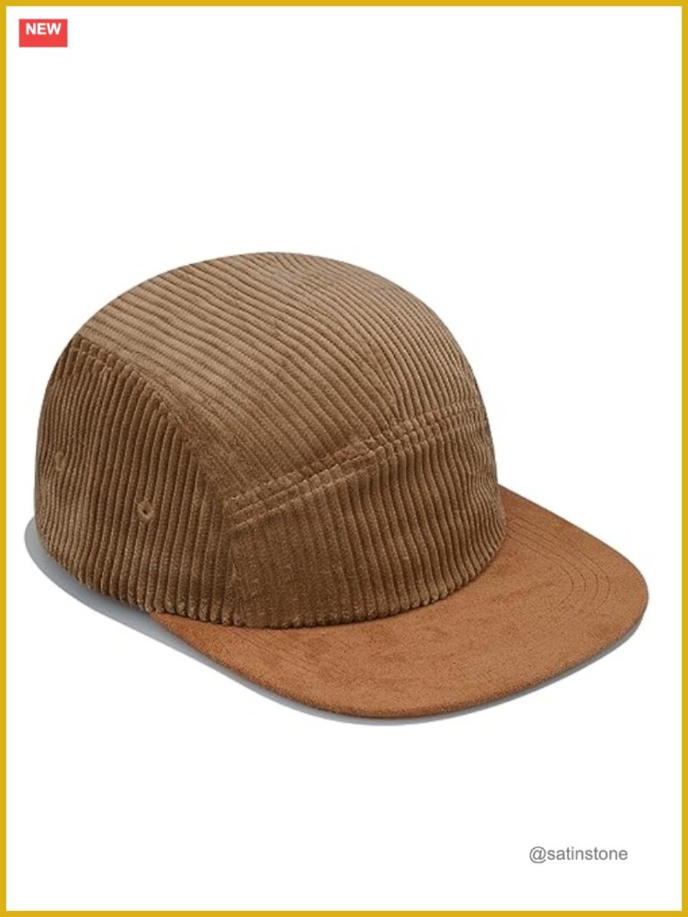 Corduroy Flat Brim 5 Panel Snapback Trucker Hat Adjustable Cap